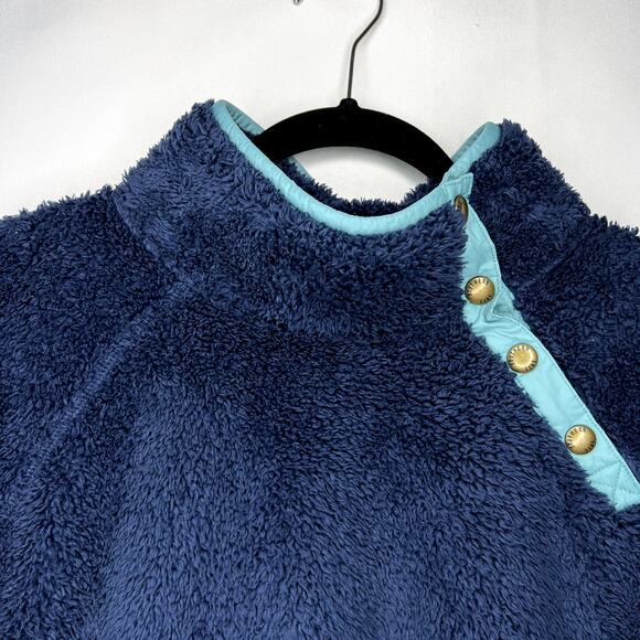 Southern Tide Laura Button Neck Fleece Pullover blue sherpa button neck Large - Picture 8 of 14